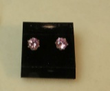 Sterling earrings w/pink tone (estate jewelry)