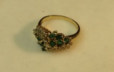 14K -yg- emerald & diamond ring size 8 1/4 (estate jewelry)