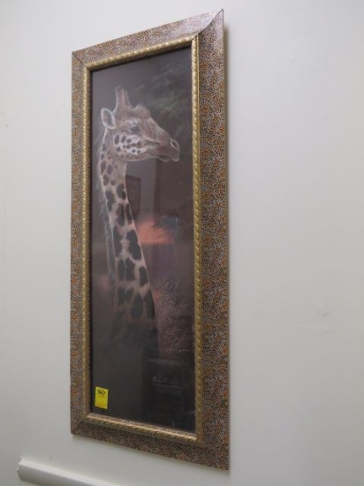 framed giraffe print 42" h x 18" w