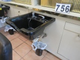 black hair wash sinks with mixing valve and spray nozzle