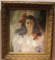 Framed Oil on Canvas  Dark Haired Girl with Red Bow  31