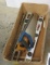 box of mixed carpentry hand tools