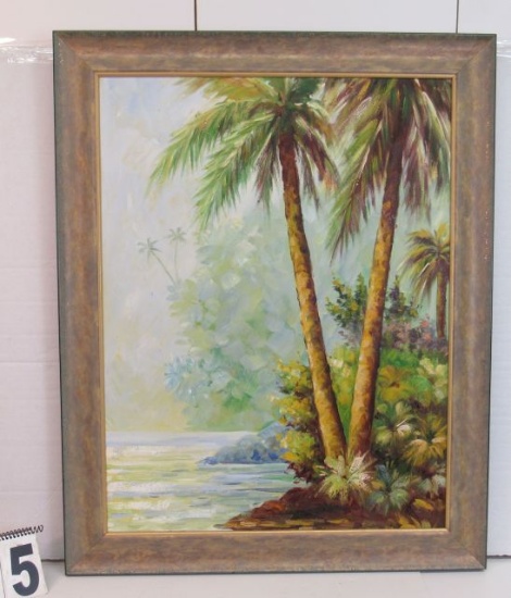 Framed Oil Palm Scene  36" x 29 1/4"