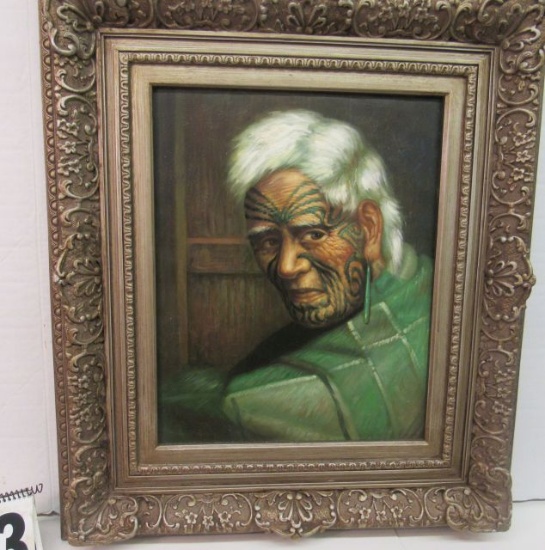 Framed Gecle'e Print on Canvas  Mauri Chief  30 1/2" x 26 1/2"