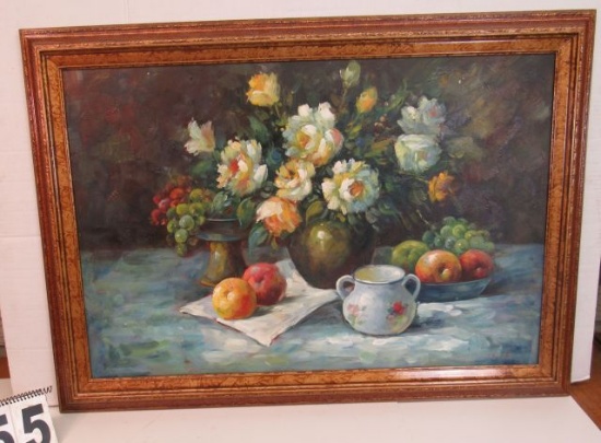 Framed Oil  Flower Still Life by Tyler  29 1/2" x 41 1/2"