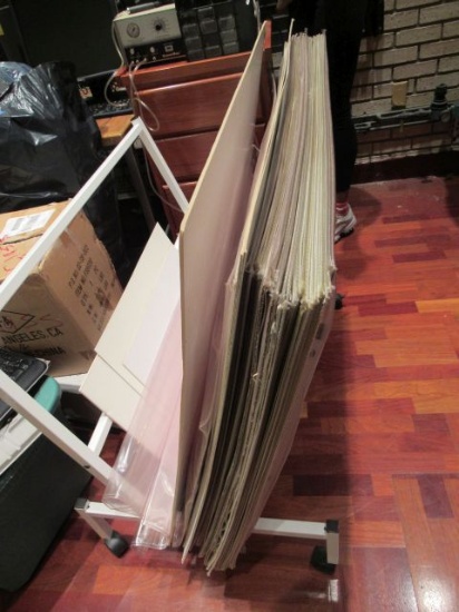 show display bin for prints includes 26 print Sleeves on Casters  30" x 40"