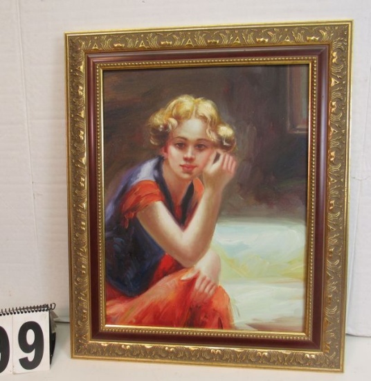 Framed Oil on Canvas  Brown Eyed Girl  23" x 19"