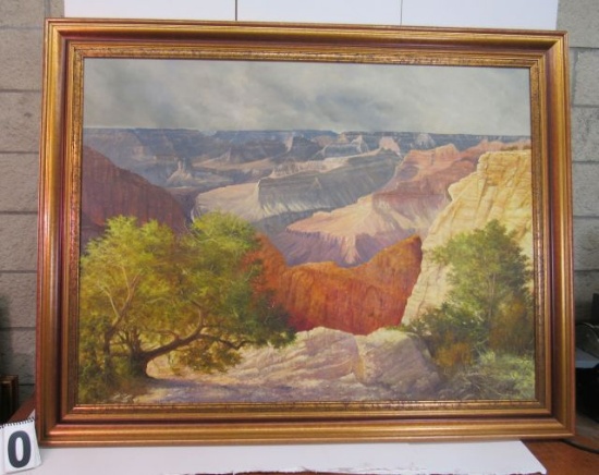 Framed Remarked Print on Canvas  Grand Canyon  43" x 55" Note: the trees were added to a printed can