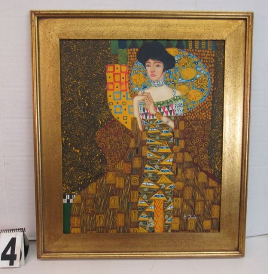 Framed Oil on Canvas  Klimpt Interpretation by A Stubb  30" x 26 1/4"