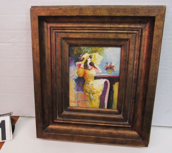 Framed Oil on Canvas  Lady in Hat  20 1/2" x 18 1/2"