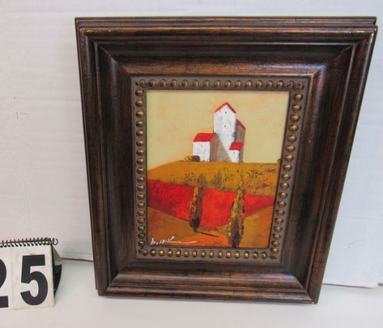 Framed Print on Canvas  Barn House  16 3/4" x 14 1/2"