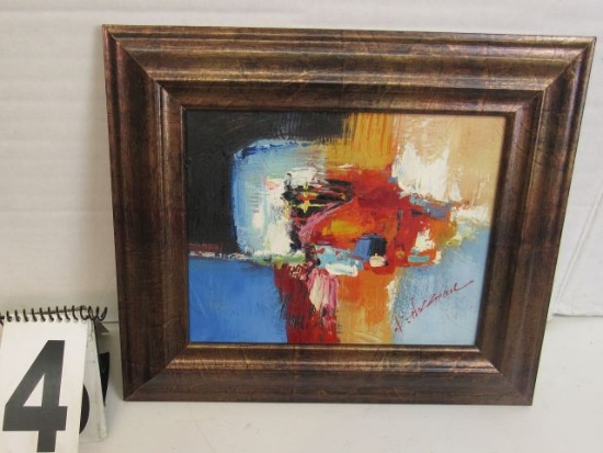 Framed Oil on Canvas  Abstract  12" x 14"