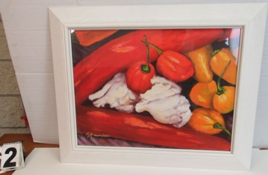 Framed Signed Print  Garlic & Peppers by Linda Amundsen  24" x 30"