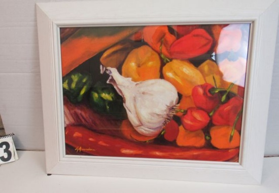 Framed Signed Print  Garlic & PeppersII by Linda Amundsen  24" x 30"