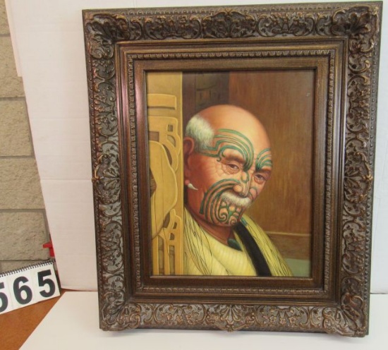 Framed Print on Canvas  Mauri Indian  30 1/2" x 26 1/2"