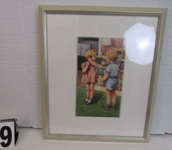 Framed Alice & Jerry on Poster Board  Visiting  20" x 17"