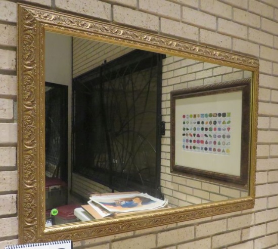 Framed Mirror  Gold Frame  42" x 29"