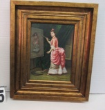 Framed Oil on Panel  Lady Painting by P Derism  26 1/2