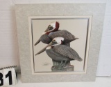 Gecle'e Print  (unframed) Matted Pelicans  1665/5000 signed May  18