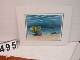 Matted Print  Sealife with Manateee by Mackin  18