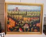 Framed Oil on Canvas  Italian Countryside  38