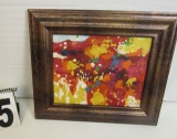 Framed Oil on Canvas  Abstract with Dots by M Harding  12