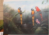 Oil on Canvas Gallery Wrapped  Three Birds Parrots  34