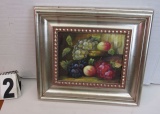 Framed Oil on Canvas  Fruit  14 3/4
