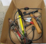 box of mixed welding accessories, goggles, strikers, chipping hammer