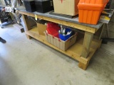 heavy duty wood workbench with galvanized metal work top