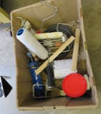 plastic tote of painting tools