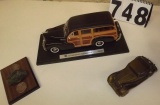 Collectible model 1948 Chevrolet  Fleet Master and Brass MG Coin Bank plus Plaque with Lock  with 2