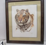 framed print Siberian Hunter Tiger 33 1/2 x 28 3/4 Guy Coheleach