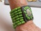 multi strand green beaded stretch bracelet