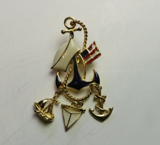 sailor brooch with porcelain inlay