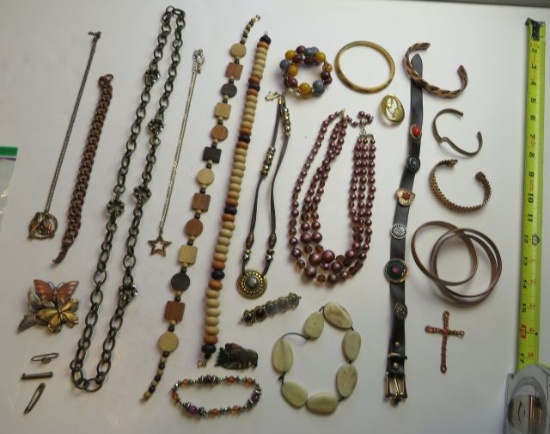 large lot mixed bracelets,  pins, necklaces, and brooches