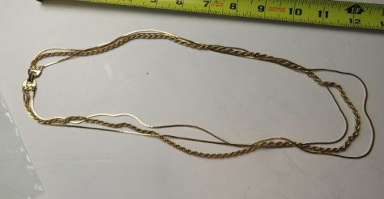 gold tone 24" tri chain necklace