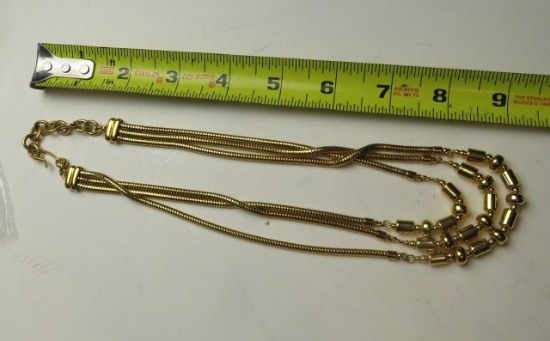 Monet gold tone tri necklace adjustable length