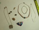 mixed 3 necklaces, 4 pins, bracelet, brooch