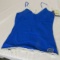 blue with white lace Ladies tank top with Gator head logo (6) x small (4) small (3) medium (1)large