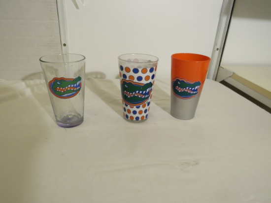 beer glasses with mixed Gator logos (3) different styles