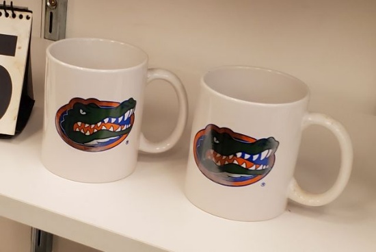 Gator logo white coffee mugs