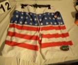 size XXL Swim shorts American Flag Gator Logo with rear pocket