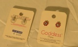 Goddess stud earrings pair hyperalergienic surgical steel posts