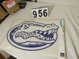 licensed die cut vinyl decal Florida Gator Heads 20 x 13 Blue