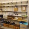 back room wall mount shelving with 21 upright bracket standards and extra mixed length shelving and