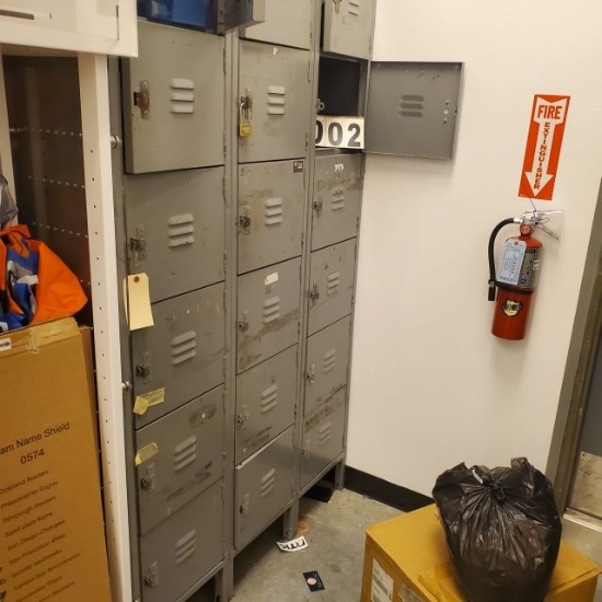 employee locker set of 18 cubicles set up for use with padlocks