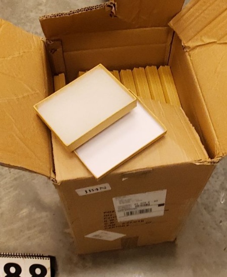 case of 75 tan jewelry boxes with cotton bases 5.5" x 3.75" x .87"