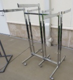 chrome 6 way display rack on casters