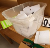 tote of 25 white jewelry boxes with cotton pads